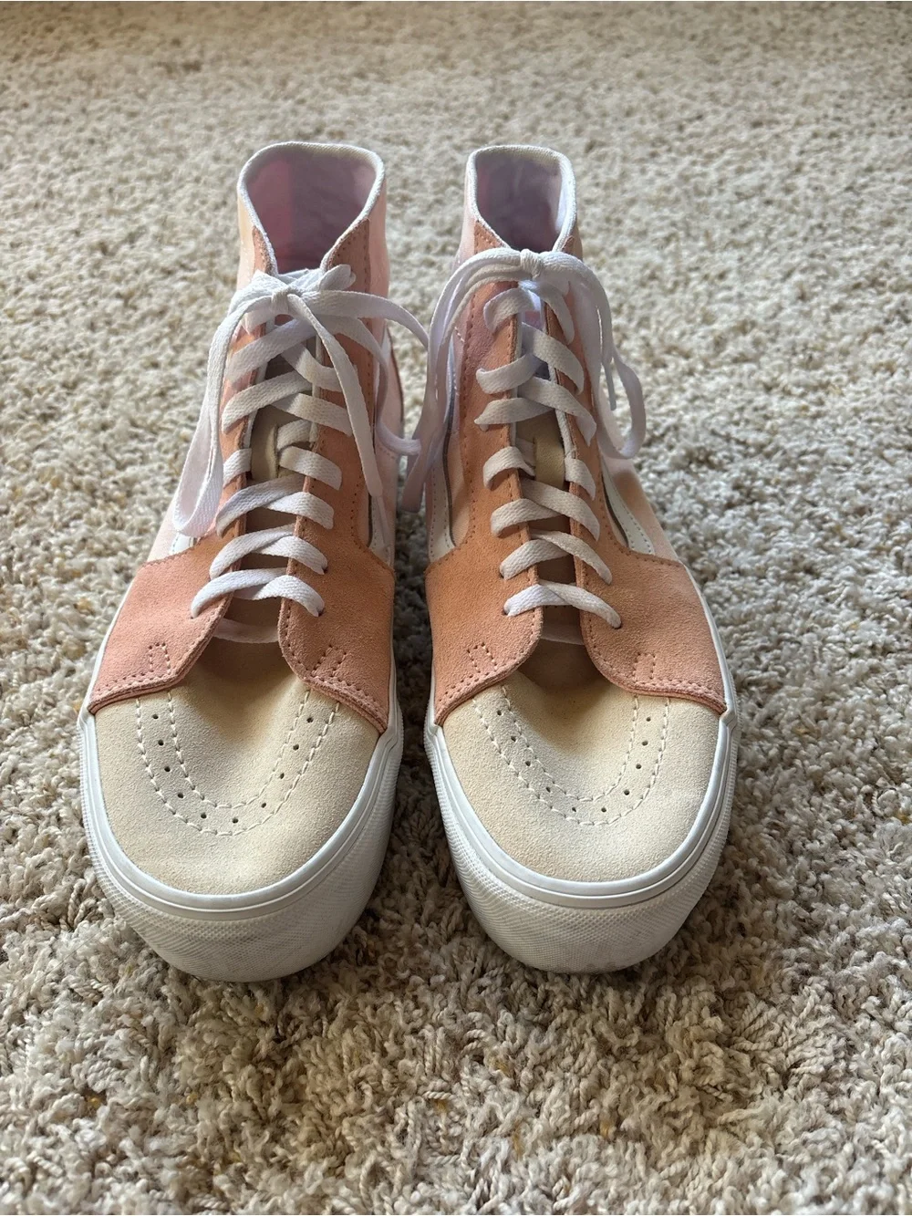 VANS Sk8-Hi Tapered Stackform M 9 W 10.5 Color Block Pink Suede Platform Unisex
